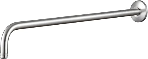 OFFO Brazo de ducha con brida, 24 pulgadas níquel cepillado montaje en pared brazo de cabezal de ducha de ángulo de repuesto montado en pared para