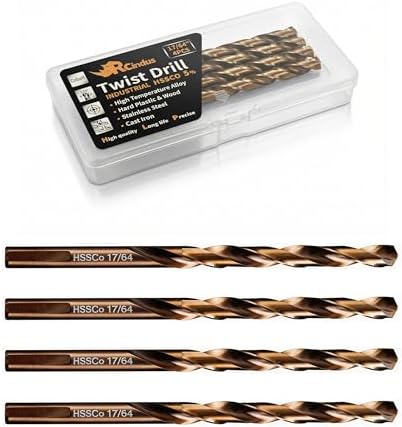 (4PCS) 17/64" Cobalt Drill Bit, HSS M35 Metal Drill Bits for Steel, Stainless Steel, Cast Iron, Hard Plastic and Wood