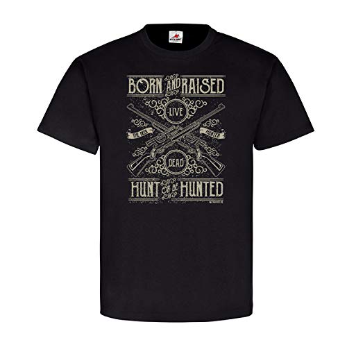 T-shirt Chasse Deer Gun Hunter Live Armée Noir XXXXL pour Homme Fort