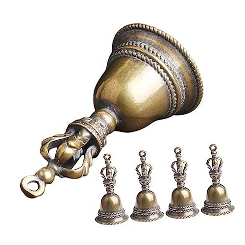 Balacoo 5 Piezas Campanas de Mano de Latón Vintage para Rituales y Manualidades Accesorio Decorativo para Altar Campanas Artesanales para y Yoga para Hogar y Oficina