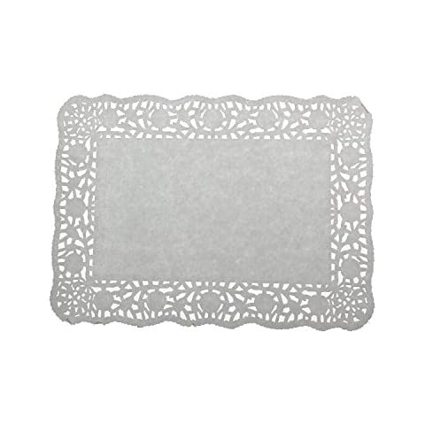 LJY 100 Pieces White Lace Rectangle Paper Doilies Cake Packaging Pads Wedding Tableware Decoration (8 x 12 inch) Cover
