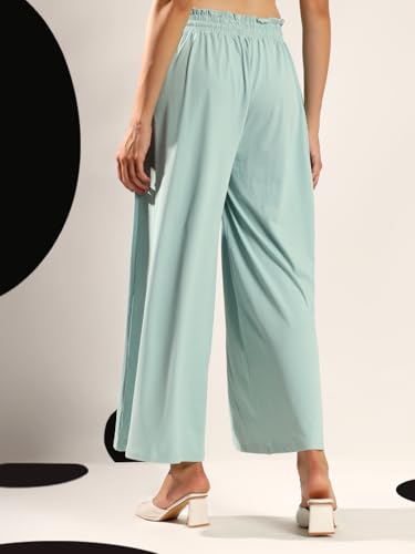Image of KOTTY Women's Solid|Drawstring|Wide Leg Style|High Rise|Office wear Pant