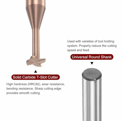 Image of HARFINGTON T Slot End Mill Milling Cutter 4mm Cutting 0.5mm Depth 4mm Shank Solid Carbide Titanium Coated 4 Flutes for Stainless Steel Alloy