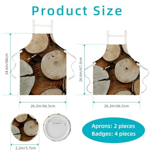 Tablier de serveuse effet bois multicolore avec broches de style