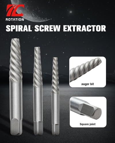 image for ROTATION 10-Piece Screw Extractor and Left-Hand Drill Bit Set, Easy Ou