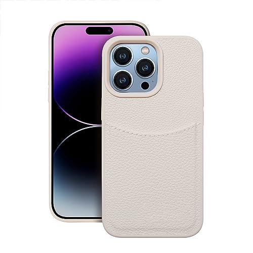Étui iPhone 14 Pro Max pour ranger ses cartes bancaires coque cuir blanc