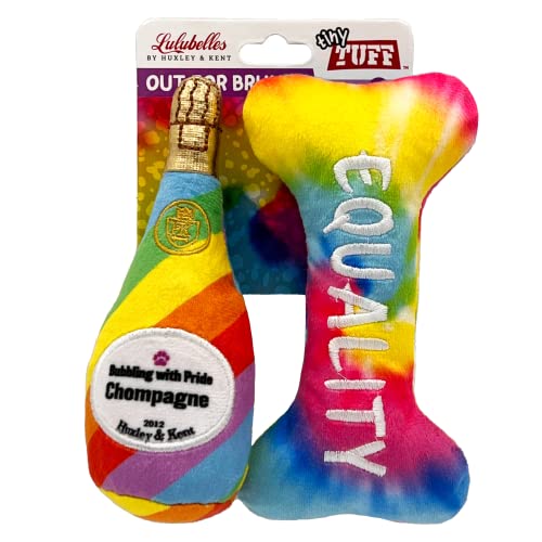 Huxley & Kent Tiny Tuff | Out for Brunch | Extra Tough Dog Toy for Small Dogs | 2-Pack Funny Dog Toy | Features Squeaker, Crinkle | Machine Washable