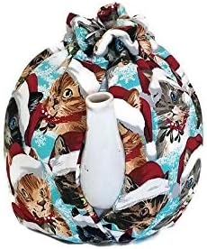 Tea Cozy/Farmhouse Decor/Tea lover gift/tea cosy, quilted tea warmer with Christmas cats on blue for a 5-8 cup teapot #675