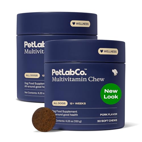 PetLab Co. 22 in 1 Dog Multivitamin - Support Dog's Immune Response, Skin, Coat, Joints & Overall Health - Vitamins A, E, D, B12, Minerals, Antioxidants - Chewable Pork Flavor