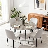 FATIVO Mesa Comedor Mármol Cocina: Mesa de Jantar Redonda Estilo Nórdico Moderno de Piedra Sinterizada con Patas de Metal para 2-4 Personas 80x80 cm, Gris