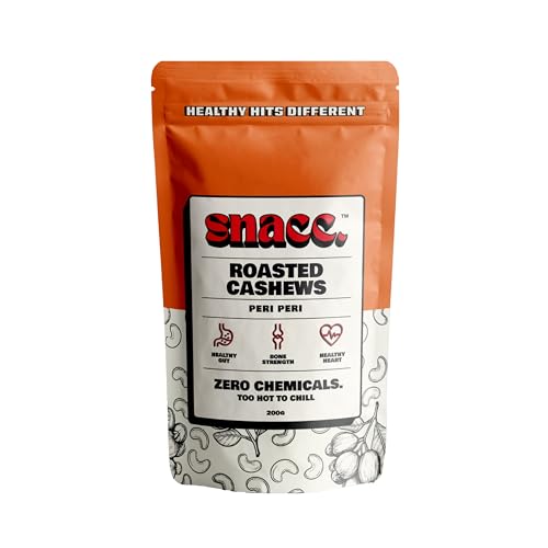 Image of Snacc Peri Peri Roasted Cashews 200g | Spicy Masala Kaju Dry Fruit | Crunchy Premium Cashew Nuts | Protein-Rich | Zero Chemicals | 100% Clean Label Healthy Snack