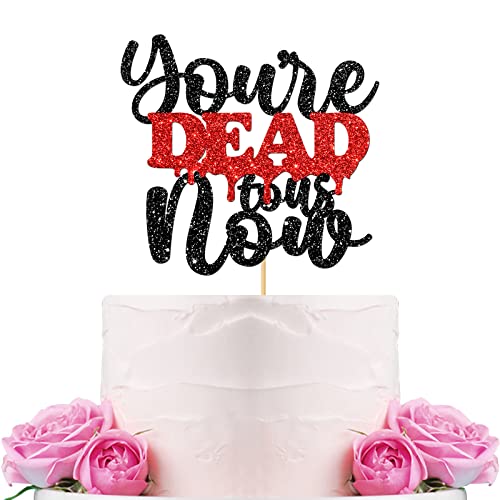 WeBenison You're Dead to Us Now Cake Topper/Divorced Party Cake Decorations/Retirement/Office Coworker Quiting/Farewell Party Decorations Supplies Black Red Glitter