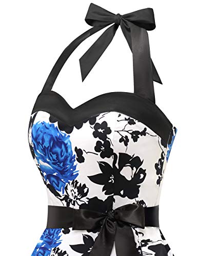 Image of DRESSTELLS Women's Vintage 1950s Cocktail Dress, Retro Tea Party Halter Swing Dresses