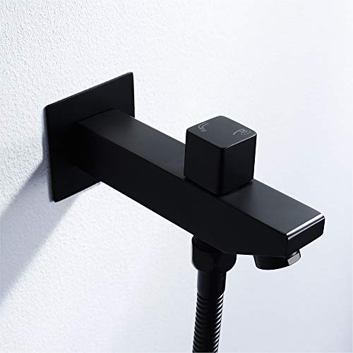 Ensemble de robinet de douche noir mat complet avec mitigeur mural de salle de bain - 6