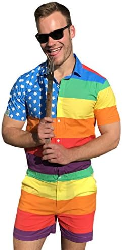 Zesties Pride Romper - Gay Pride Rainbow Male Romper (Small, American Patriot)…
