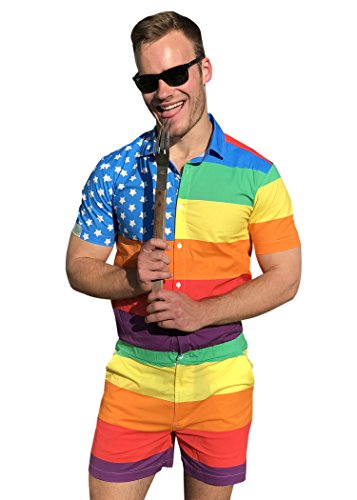 Zesties Pride Romper - Gay Pride Rainbow Male Romper (Small, American Patriot)…