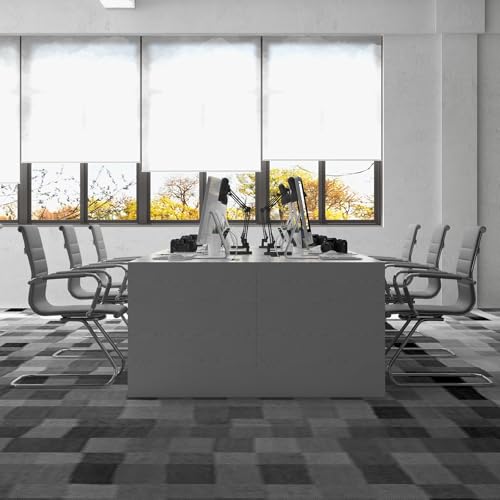 Image of Conference Room Chairs Set of 4, Waiting Room Chairs with Arms, Faux Leather Reception Chairs No Wheels, Office Guest Chairs with Mid Back Support and Chrome Sled Base, Grey