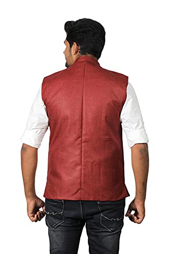 Image of PRAKASAM COTTON Men's Cotton Blend Nehru Jacket(Sleeveless wait coat)
