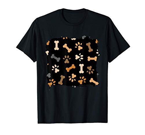 Dog Bone Paw Print Pattern Cartoon Cute Animal Lover Gifts Camiseta
