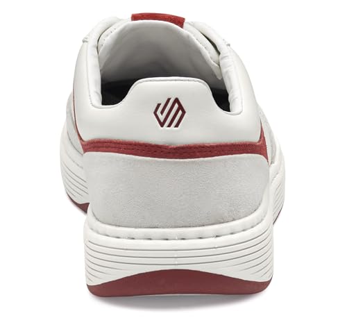 Johnston & Murphy Dawson Moctoe U-Throat Casual Athletic Sneaker, White Full Grain/Red Suede, 12 M3
