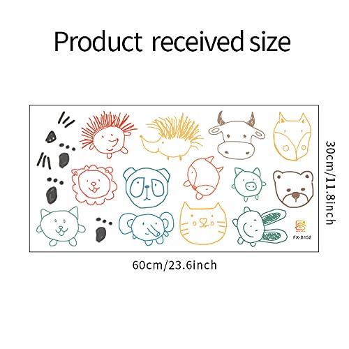 Image of Cartoon Animal Heads Wall Stickers for Kids Baby Wall Stickers for Kids Room Bedroom Playroom Nursery Living Room Decor Wall Art Wall Decoration Boho-Self-Adhesive