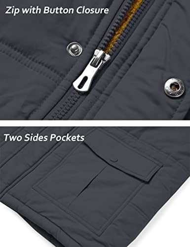 Tacvasen Men's Vest Jackets Full Zipper Hiking Fishing Casual Outdoor Padded Vest Coats Dark Grey L #TOP4