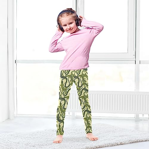 Green Lizard Chameleon Pattern Girls Leggings Dance Running Workout Yoga Pants4