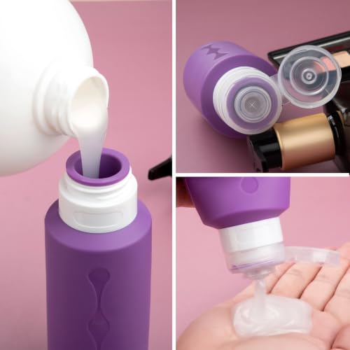 Image of Gemice Travel Bottles for Toiletries, Tsa Approved Travel 6oz Size Containers with Clear Bag, BPA Free Leak Proof Travel Tubs Refillable Liquid Travel Accessories for Cometic Shampoo Lotion