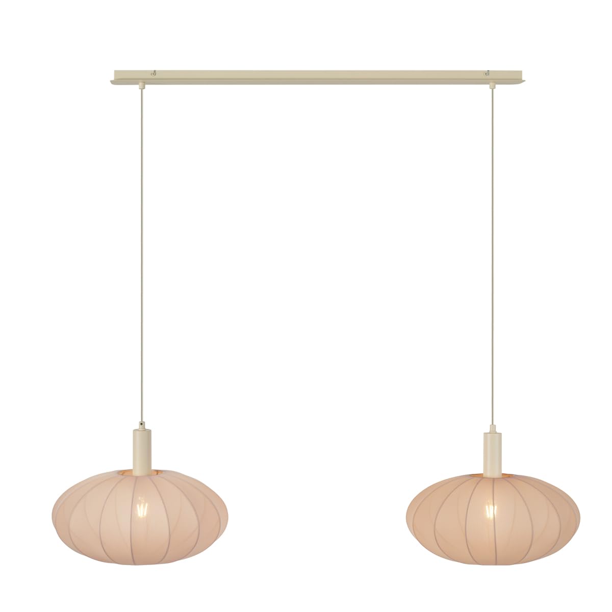 Qazqa Esstisch Japandi Pendelleuchte, Pendellampe - Bida - Beige, Rund, 2-flammig, 127cm, Ideal als Esszimmerlampe und