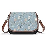 Pequeños bolsos cruzados de cuero para mujer, bonitos bolsos de hombro de viaje con estampado de corazón de búho para mujer