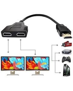 MDLSDE HDMI Splitter Adapter, 1080P HDMI Stecker auf Dual Buchse 1 auf 2 Wege Kabel Splitter Adapterkabel für HDTV LED LCD Monitor und Projektoren Unterstützt Gleichzeitige Anzeige Zwei Geräten