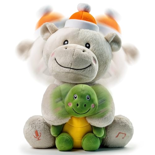 eJog Pup Dancing Talking Baby Music Toy, Mimicking Twisting Electronic Soft Plush Hippo Toy with Record & Repeating What You Say, Singing Interactive...