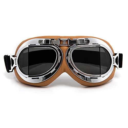 evomosa Occhiali da moto Vintage Antivento Prevenzione della sabbia Occhiali da moto antipolvere per uomini donne occhiali da equitazione. (Lente nera)