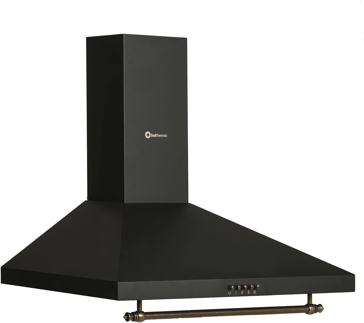 SOLTHERMIC PACK 3 EN 1 NEGRO RUSTICO ACABADOS DORADOS F5S04E3RB TODA ELECTRICA 50 CM + CAMPANA DECORATIVA DE 60 CM H60PR + frigorifico RETRO 2P