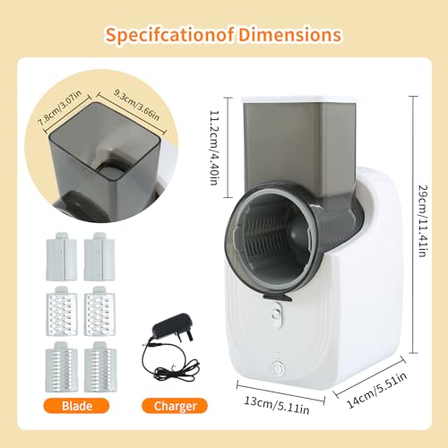 Electric Cheese Grater, Automatic Vegetable Chopper Slicer Professional Electric Rotary Grater with 3 Types Slice, Electric Salad Maker Kitchen Electric Slicer for Cheese Vegetables Fruits - Image 7
