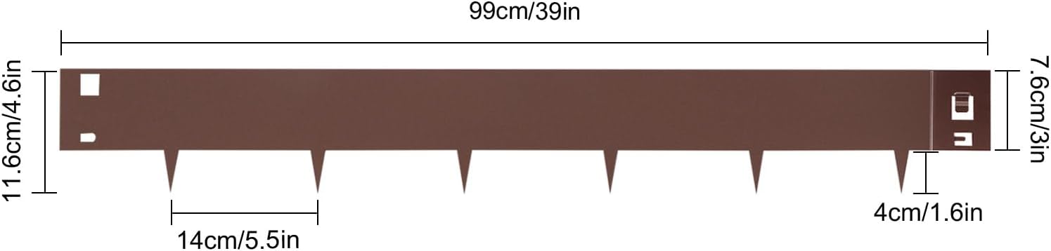5PCS 3 inch Metal Landscape Edging Bendable Steel Lawn Flexible Edging Outdoor Yard Barrier for Gardens, Paths, Lawns (Brown)