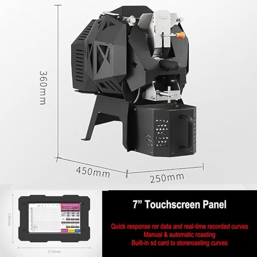 BDJSN Kommerzieller Kaffeebohnenröster, 400-g-Kaffeemaschine Mit Automatischer Heißluftzirkulation, Mit 7-Zoll-Touchscreen In Industriequalität, In 20 Stufen Einstellbare Kaffeemaschine – Bild 4