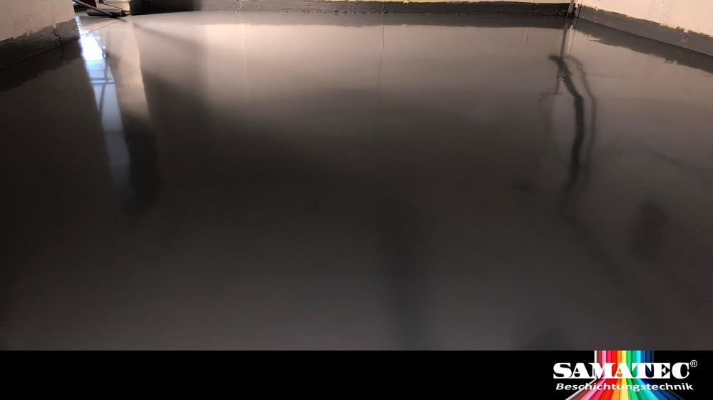 2K Epoxy Dickbeschichtung Verlaufsbeschichtung Bodenbeschichtung Abdichtung für Hallenboden, Werkstattboden, Garagenboden SamaPoxy BS96D 10Kg (RAL 7001 Silbergrau)