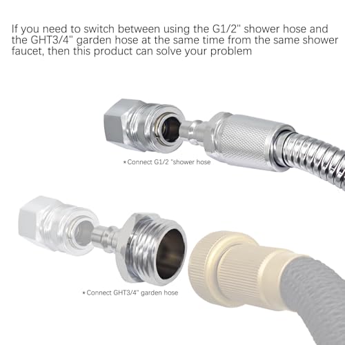 Image of RV Shower Head with Hose,RV Quick Connect Shower head,High Pressure Handheld Shower Head with On /Off,for RV Indoor /Outdoor Shower Faucet Connect Shower and Garden Hose (on /off switch, Chrome)