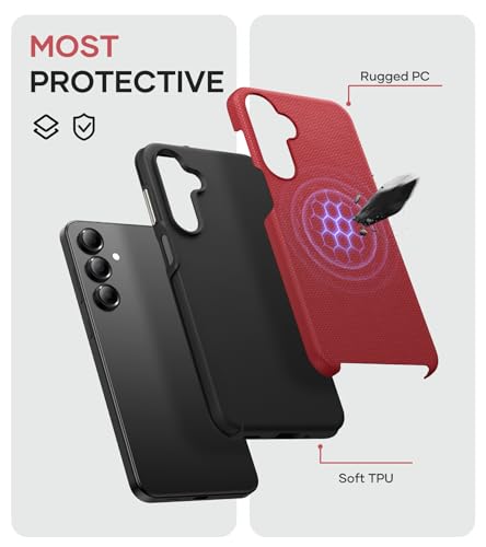 Image of Vihibii for Samsung Galaxy A16 Case, [Double Layer Drop Protection] with 2X Screen Protector, Shockproof Soft Silicone Inner Case & Rugged Hard Outer Cover Phone Case for Samsung Galaxy A16 5G, Red