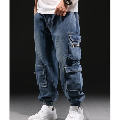 Men's Cargo Jeans Loose Fit Jogger Denim Pants Hip Hop Streetwear Workwear Trousers3