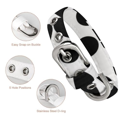 Collier réglable pour chien noir et blanc avec boucle robuste et sangle adaptable