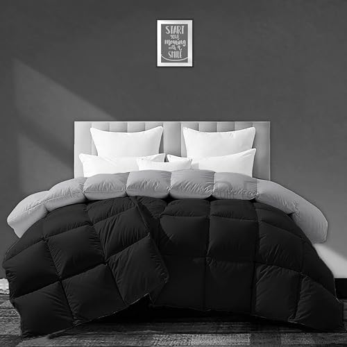 Image of PURE ECO Heavy Winter 400 GSM Comforter for Double Bed Size (90 inchX100 inch) - Soft Quality Winter Blanket Soft Microfiber Fill - Duvet /Blanket Double Bed - Black /Silver Grey Color
