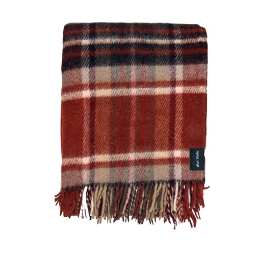 Wool Studio 100% Lambswool Fleece Scotch Design Blanket | Luxurious, Durable, & Versatile. Perfect for Home, Travel, & Outdoor Adventures! Cozy up in Style (COPPER, 150X210 cm)