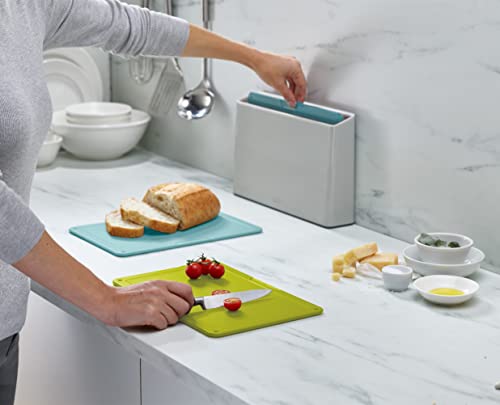 Joseph Joseph Duo 3-piece colour coded Chopping Board Set with slimline case for organised storage, Opal - Image 3