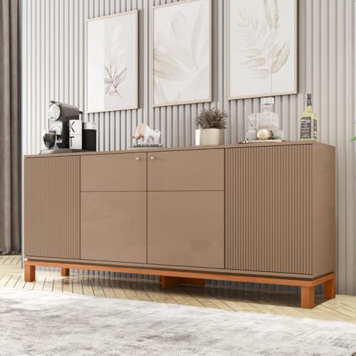 Buffet Aparador 4 Portas Balcão Cinza Jace Caemmun