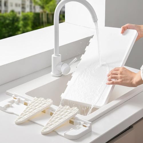 Étagère murale sans perçage compacte blanche avec support pliable multi-usages