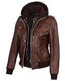 Decrum Women's Bomber Jacket - Leather Jacket for Women | [1315014] Edinburgh Cognc, L