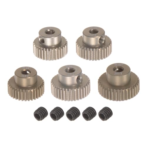 QUARKZMAN 64P Ritzel Set Zahnrad Zahnräder 3,175mm (1/8) Welle 31Z 32Z 33Z 34Z 35Z Aluminiumlegierung Motorritzel für 1/10 RC Auto (5 Stück)