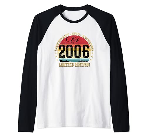 Est 2006 Edición Limitada - 15th Birthday Cute Vintage Sunset Camiseta Manga Raglan